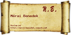Mérai Benedek névjegykártya